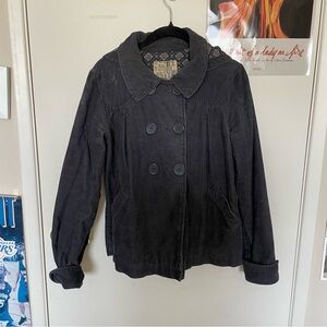 Billabong Charcoal Corduroy Double-Breasted Pea Coat